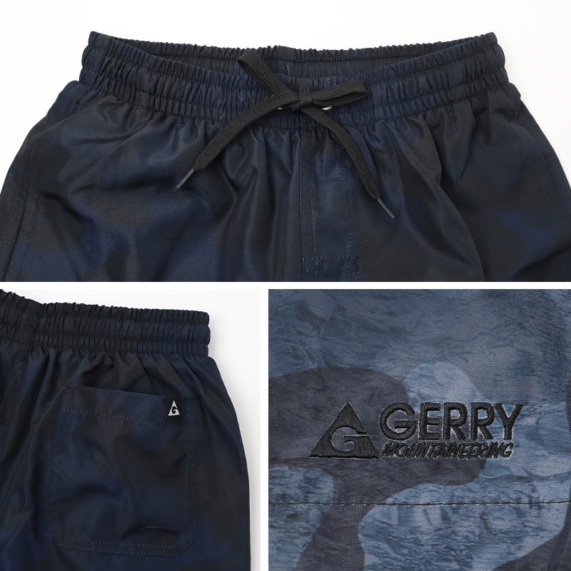 サーフパンツ キッズ 男の子 GERRY ジェリー カモフラ柄 グラデーション 水着 海パン スイムパンツ ボーイズ ジュニア ポリエステル ウエスト調節ヒモ グレー グリーン ブルー 140cm～160cm プール 海 水遊び 夏用 レジャー