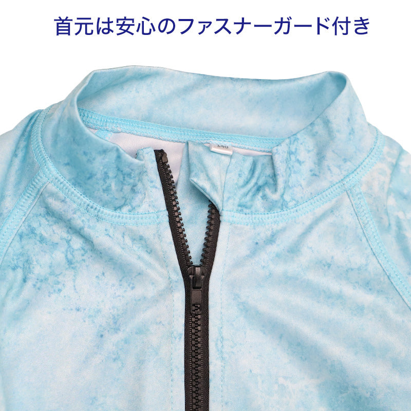 ラッシュガード キッズ 男の子 長袖 GERRY ジェリー ストーン柄 水着 ジュニア ボーイズ ポリエステル スイムウェア ブラック ネイビー ブルー プール 140cm～160cm 海 水遊び 夏用 レジャー