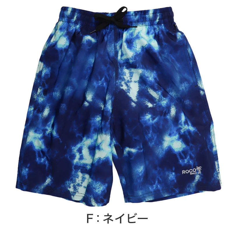 サーフパンツ キッズ 男の子 ROCO NAILS ロコネイル 水着 海パン スイムパンツ ボーイズ ジュニア インナーパンツ付き ウエスト調節ヒモ ポリエステル ブルー ブラック ネイビー 140cm～160cm プール 海 水遊び 夏用 レジャー