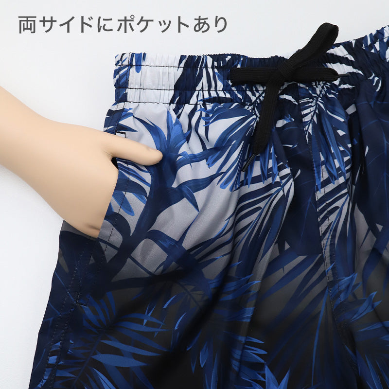サーフパンツ キッズ 男の子 ROCO NAILS ロコネイル 水着 海パン スイムパンツ ボーイズ ジュニア インナーパンツ付き ウエスト調節ヒモ ポリエステル ブルー ブラック ネイビー 140cm～160cm プール 海 水遊び 夏用 レジャー