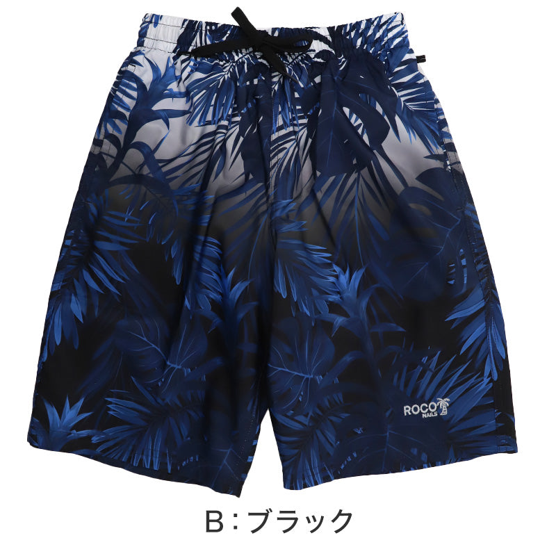 サーフパンツ キッズ 男の子 ROCO NAILS ロコネイル 水着 海パン スイムパンツ ボーイズ ジュニア インナーパンツ付き ウエスト調節ヒモ ポリエステル ブルー ブラック ネイビー 140cm～160cm プール 海 水遊び 夏用 レジャー