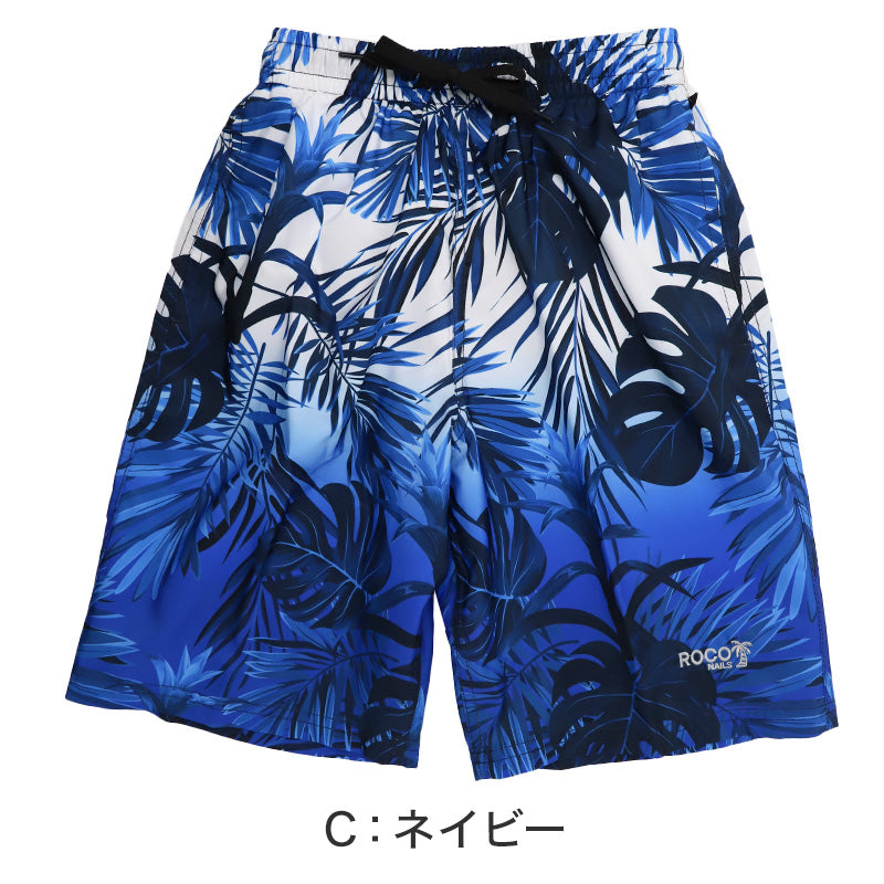 サーフパンツ キッズ 男の子 ROCO NAILS ロコネイル 水着 海パン スイムパンツ ボーイズ ジュニア インナーパンツ付き ウエスト調節ヒモ ポリエステル ブルー ブラック ネイビー 140cm～160cm プール 海 水遊び 夏用 レジャー