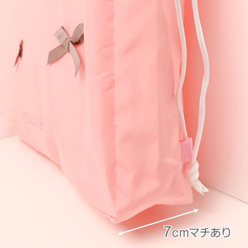 プールバッグ キッズ 女の子 ナップサック CECIL McBEE セシルマクビー リボン 大きめ 巾着バッグ 水泳バッグ スイムバッグ 体操服入れ 体操着入れ 水着入れ お名前スペース 紐調節可 W36×H44×D7 ポリエステル ブラック ピンク サックス 学校用