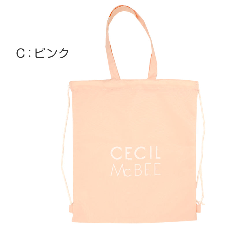 プールバッグ キッズ 女の子 ナップサック 2WAY トートバッグ CECIL McBEE セシルマクビー ショルダーバッグ 大きめ 体操服入れ 水着入れ お名前スペース 紐調節可 ポリエステル ブラック ベージュ ピンク W38×H44cm 学校用 水泳授業