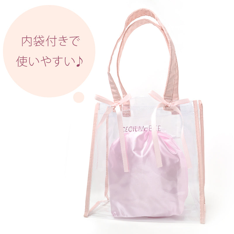 プールバッグ キッズ 女の子 トートバッグ CECIL McBEE セシルマクビー 内袋付き ビニールバッグ 水泳バッグ スイムバッグ ガールズ 子供用 ポリエステル 塩化ビニル樹脂 ブラック ピンク サックス W28×H30×D12 学校用 プール 海 水遊び 夏用