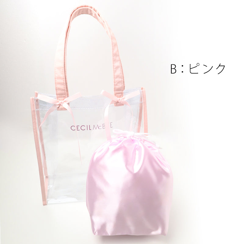 プールバッグ キッズ 女の子 トートバッグ CECIL McBEE セシルマクビー 内袋付き ビニールバッグ 水泳バッグ スイムバッグ ガールズ 子供用 ポリエステル 塩化ビニル樹脂 ブラック ピンク サックス W28×H30×D12 学校用 プール 海 水遊び 夏用