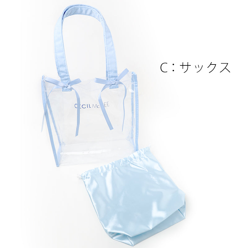 プールバッグ キッズ 女の子 トートバッグ CECIL McBEE セシルマクビー 内袋付き ビニールバッグ 水泳バッグ スイムバッグ ガールズ 子供用 ポリエステル 塩化ビニル樹脂 ブラック ピンク サックス W28×H30×D12 学校用 プール 海 水遊び 夏用