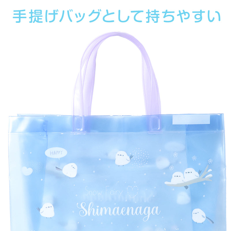 プールバッグ シマエナガ トートバッグ キッズ 子供 女の子 男の子 ビニールバッグ PVC お名前スペース付き スイミングバッグ 水泳バッグ W36×H28×D11 海水浴 水遊び 夏 レジャー 幼稚園 保育園 小学生 ミント ブルー