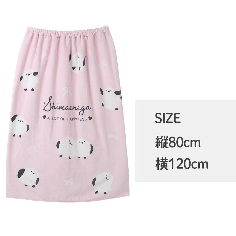 ラップタオル 綿100 吸水 キッズ シマエナガ柄 巻きタオル プールタオル 80×120cm 子供用 お名前タグ付き 大判 バスタオル 着替えタオル スナップボタン 小学生 幼稚園 保育園 スイミング 水泳授業 学校プール 海水浴 水遊び お風呂 女の子 男の子
