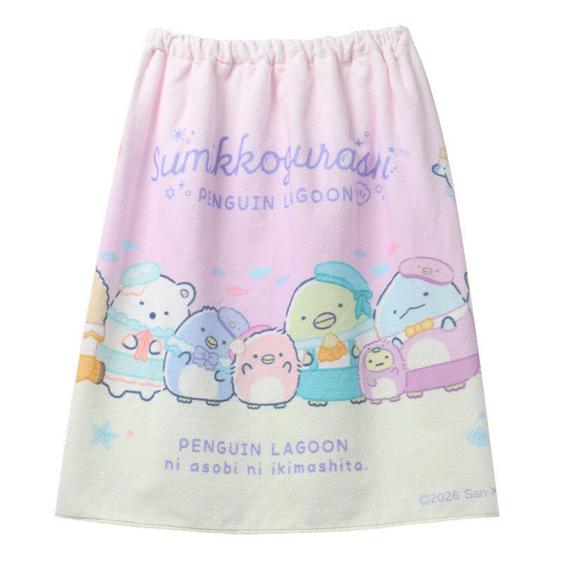 ラップタオル 女の子 すみっコぐらし 綿100％ 巻きタオル プールタオル 着替えタオル シャーリング タオル 可愛い 60×110cm ネームタグ付き 子供 キッズ ジュニア ガールズ プール 水泳 スイミング 学校 保育園 幼稚園 小学生 プール用品