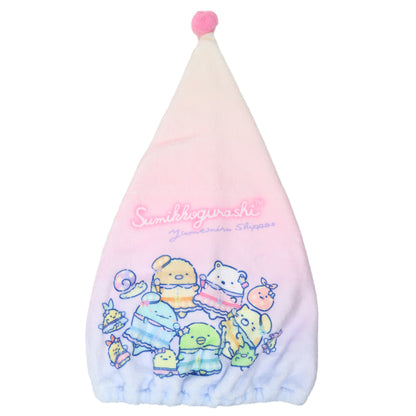 タオルキャップ すみっコぐらし 女の子 キッズ 子供 ヘアキャップ キャップタオル プールタオル ポリエステル マイクロファイバー風 キャラクター　お風呂上がり 約W23×H40cm