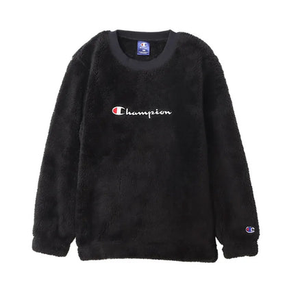 チャンピオン キッズ クルーネックシャツ 暖か フリース 130 140 150 160 Champion シェルパフリース 軽い 防寒 ロゴ 男の子 女の子 アウター (在庫限り)