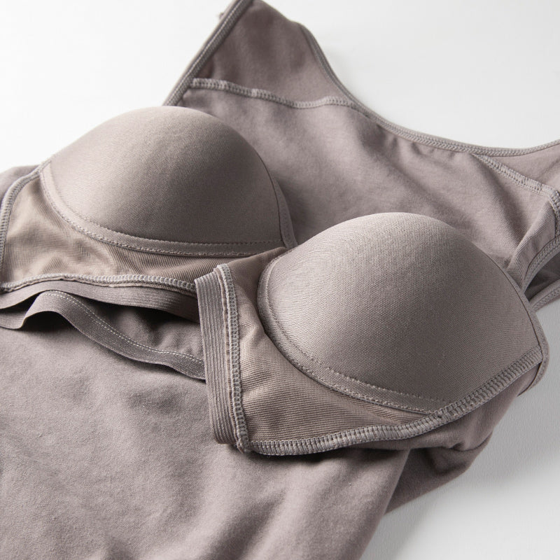 カップ付き タンクトップ レディース ブラトップ 綿素材使用 綿混 無地 シンプル ベーシック 楽 ゆったり 重ね着 インナー リラックス ヨガ 下着 春 夏 秋 黒 白 グレー ベージュ 青 茶 M L LL