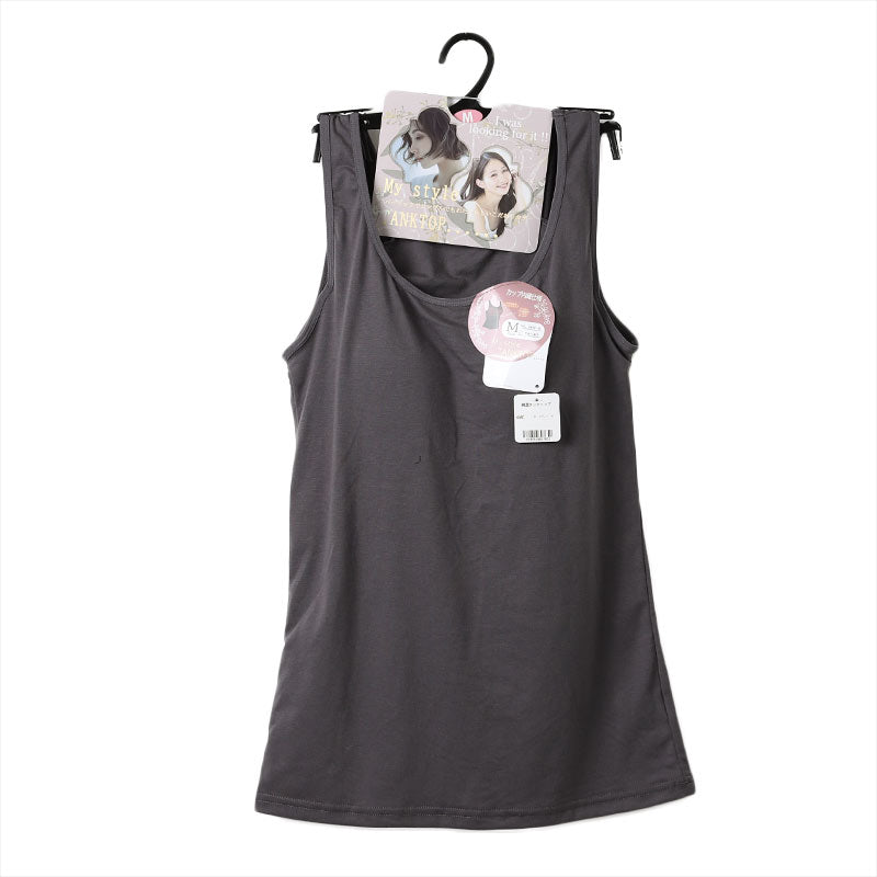 カップ付き タンクトップ レディース ブラトップ 綿素材使用 綿混 無地 シンプル ベーシック 楽 ゆったり 重ね着 インナー リラックス ヨガ 下着 春 夏 秋 黒 白 グレー ベージュ 青 茶 M L LL