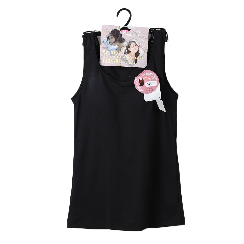 カップ付き タンクトップ レディース ブラトップ 綿素材使用 綿混 無地 シンプル ベーシック 楽 ゆったり 重ね着 インナー リラックス ヨガ 下着 春 夏 秋 黒 白 グレー ベージュ 青 茶 M L LL