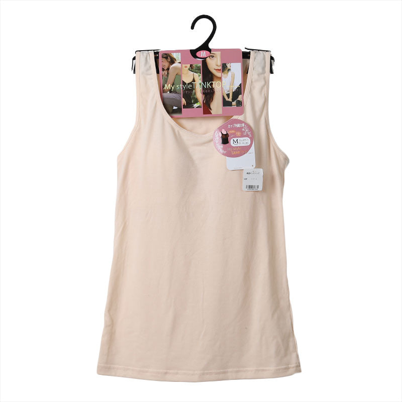 カップ付き タンクトップ レディース ブラトップ 綿素材使用 綿混 無地 シンプル ベーシック 楽 ゆったり 重ね着 インナー リラックス ヨガ 下着 春 夏 秋 黒 白 グレー ベージュ 青 茶 M L LL