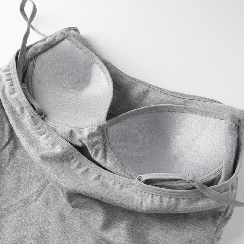 カップ付き キャミソール レディース ブラトップ 綿素材使用 綿混 無地 シンプル ベーシック 楽 ゆったり 重ね着 インナー リラックス ヨガ 下着 春 夏 秋 黒 白 グレー ベージュ 青 茶 M L LL