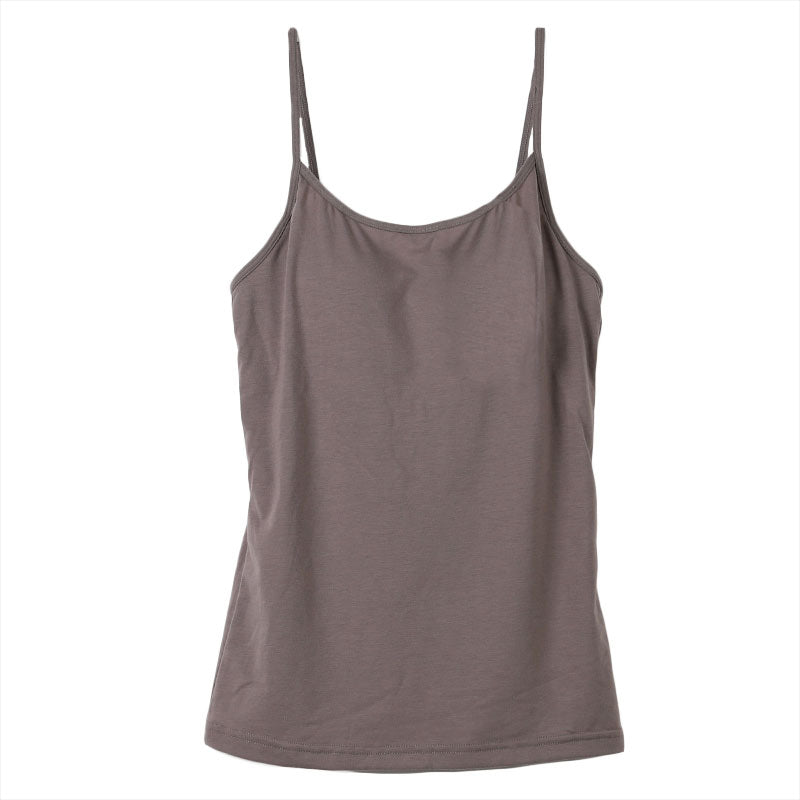カップ付き キャミソール レディース ブラトップ 綿素材使用 綿混 無地 シンプル ベーシック 楽 ゆったり 重ね着 インナー リラックス ヨガ 下着 春 夏 秋 黒 白 グレー ベージュ 青 茶 M L LL