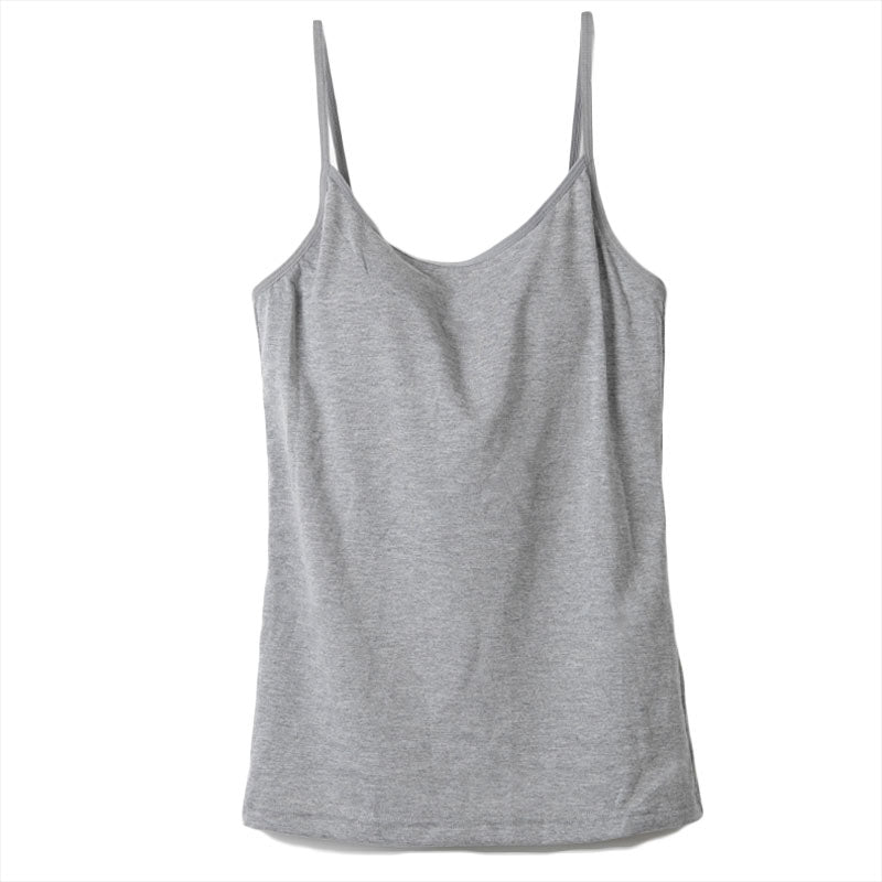 カップ付き キャミソール レディース ブラトップ 綿素材使用 綿混 無地 シンプル ベーシック 楽 ゆったり 重ね着 インナー リラックス ヨガ 下着 春 夏 秋 黒 白 グレー ベージュ 青 茶 M L LL