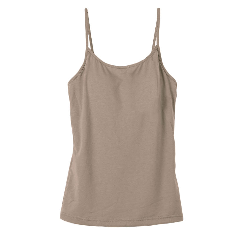 カップ付き キャミソール レディース ブラトップ 綿素材使用 綿混 無地 シンプル ベーシック 楽 ゆったり 重ね着 インナー リラックス ヨガ 下着 春 夏 秋 黒 白 グレー ベージュ 青 茶 M L LL