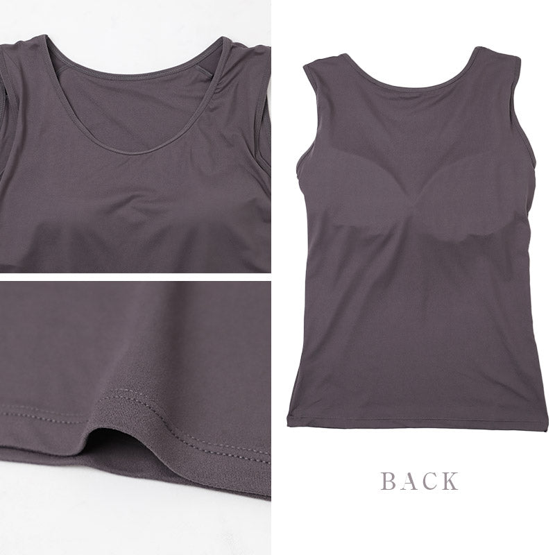 タンクトップ カップ付き 起毛 あったか インナー レディース M L LL 暖かい なめらか リラックス アンダーウェア 女性 肌着 下着 無地 30代 40代 50代 60代 冬 寒さ対策 冷え対策 冷え取り ブラトップ