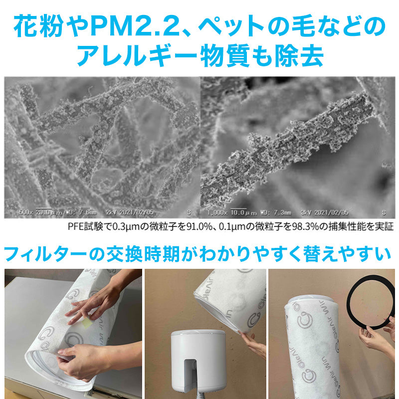 クレアウィン タワー 250×700mm CleAir Win クレアウイン コンパクト 空気清浄 抗ウイルス フィルター 花粉