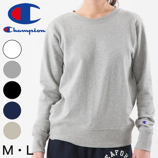 Champion レディース プルオーバー スウェットシャツ M・L (ベーシック チャンピオン ブランド トレーナー 婦人 UV加工 UVカット) (在庫限り)
