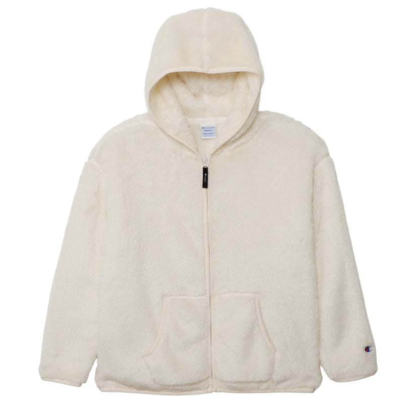 Champion チャンピオン レディース フリース ジャケット シープ M・L Champion ジップパーカー ロゴ入り フリース ボア 重ね着 冬 カジュアル ウィメンズ ジップフードジャケット