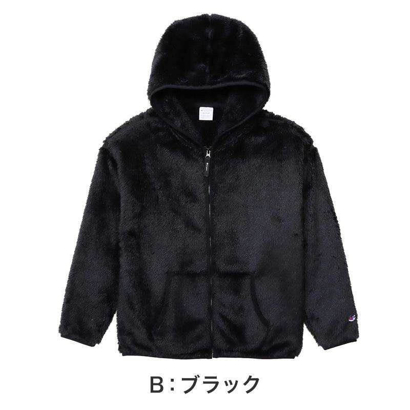 Champion チャンピオン レディース フリース ジャケット シープ M・L Champion ジップパーカー ロゴ入り フリース ボア 重ね着 冬 カジュアル ウィメンズ ジップフードジャケット