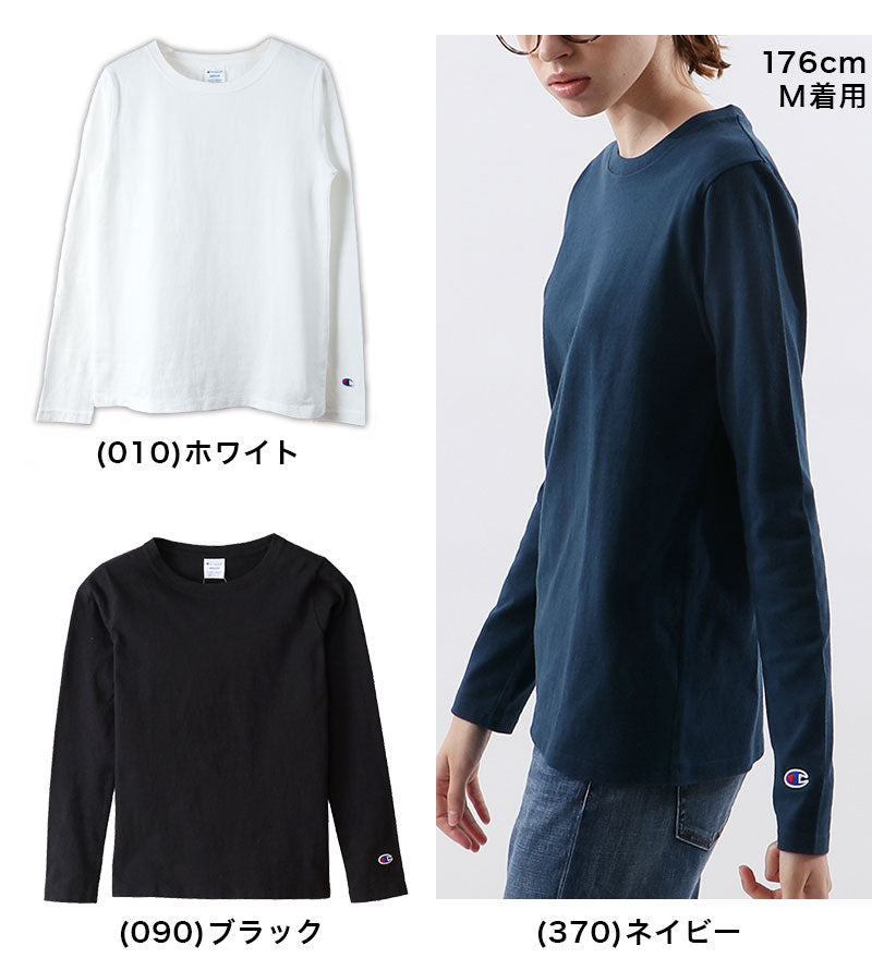 Champion レディース ロングスリーブTシャツ M・L (チャンピオン 長袖 綿100％ コットン100％) (在庫限り)