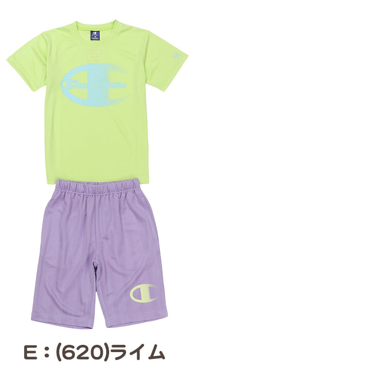 チャンピオン キッズ 半袖 ハーフパンツ 上下 セットアップ 男の子 女の子 110cm～160cm メッシュ 速乾 子供 tシャツ 半ズボン 部屋着 夏 ルームウェア スポーツ (在庫限り)