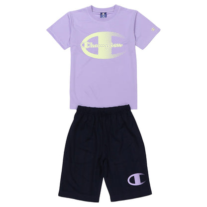 チャンピオン キッズ 半袖 ハーフパンツ 上下 セットアップ 男の子 女の子 110cm～160cm メッシュ 速乾 子供 tシャツ 半ズボン 部屋着 夏 ルームウェア スポーツ (在庫限り)