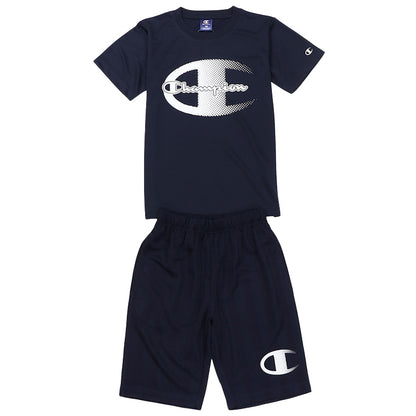 チャンピオン キッズ 半袖 ハーフパンツ 上下 セットアップ 男の子 女の子 110cm～160cm メッシュ 速乾 子供 tシャツ 半ズボン 部屋着 夏 ルームウェア スポーツ (在庫限り)