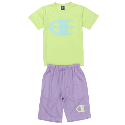 チャンピオン キッズ 半袖 ハーフパンツ 上下 セットアップ 男の子 女の子 110cm～160cm メッシュ 速乾 子供 tシャツ 半ズボン 部屋着 夏 ルームウェア スポーツ (在庫限り)