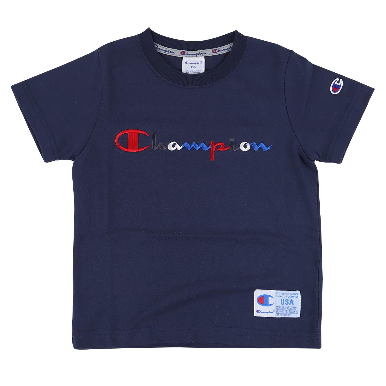 チャンピオン キッズ Tシャツ 100cm～140cm tシャツ 半袖 ロゴt 男の子 女の子 子供服 こども服 トップス 100 110 120 (在庫限り)