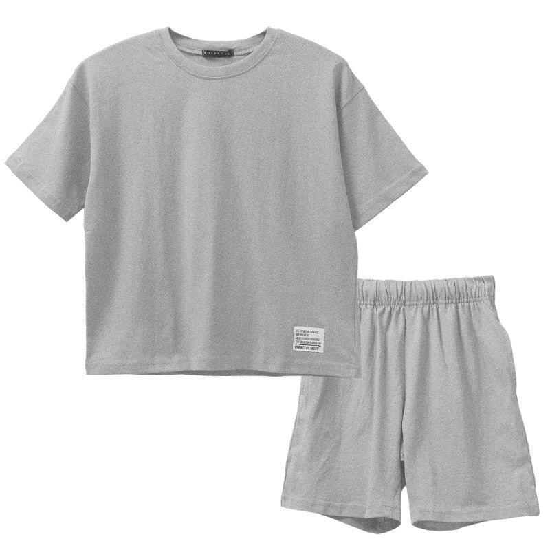 キッズ セットアップ 子供服 半袖 ハーフパンツ 上下セット 綿100％ オーバーサイズ 130 140 150 160 cm 夏服 男の子 女の子 ジュニア ルームウェア 部屋着 パジャマ 小学生 中学生 SHISKY ポケット付き 調整紐 無地 おしゃれ ゆったり 通学 外遊び