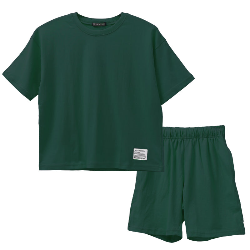 キッズ セットアップ 子供服 半袖 ハーフパンツ 上下セット 綿100％ オーバーサイズ 130 140 150 160 cm 夏服 男の子 女の子 ジュニア ルームウェア 部屋着 パジャマ 小学生 中学生 SHISKY ポケット付き 調整紐 無地 おしゃれ ゆったり 通学 外遊び