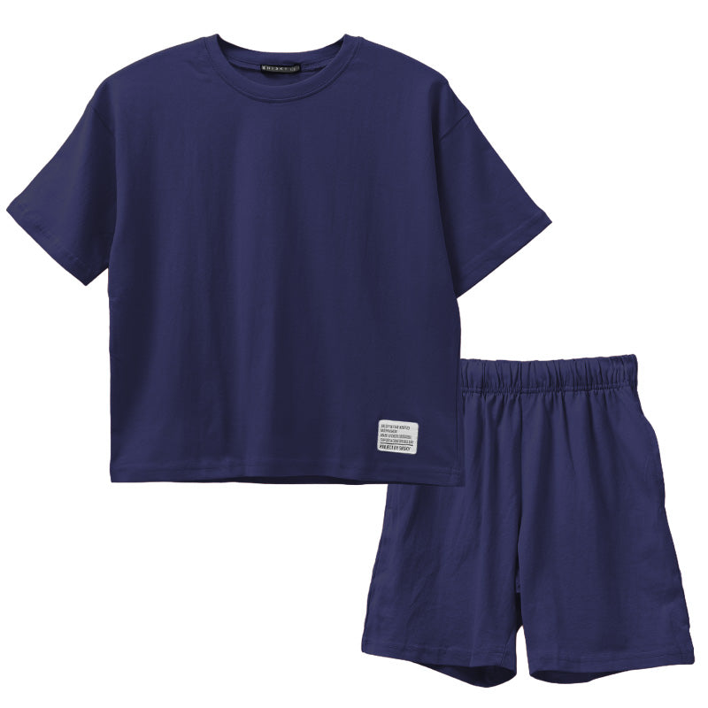キッズ セットアップ 子供服 半袖 ハーフパンツ 上下セット 綿100％ オーバーサイズ 130 140 150 160 cm 夏服 男の子 女の子 ジュニア ルームウェア 部屋着 パジャマ 小学生 中学生 SHISKY ポケット付き 調整紐 無地 おしゃれ ゆったり 通学 外遊び