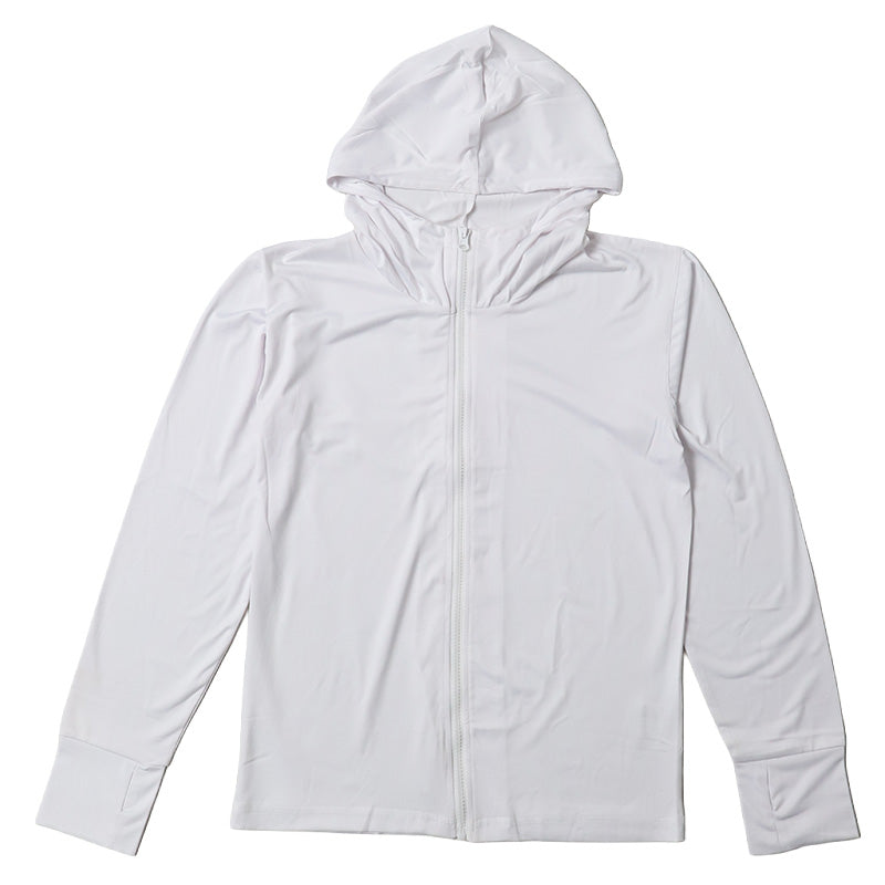 ラッシュガード レディース 長袖 パーカー ZIP ジップアップ フード付き 指穴付き M L 薄手 ソフトフィット 伸縮 紫外線対策 日焼け対策 水着 羽織り 海 プール ランニング ジョギング 登山 アウトドア ドライブ ミセス 婦人 女性 マリンスポーツ