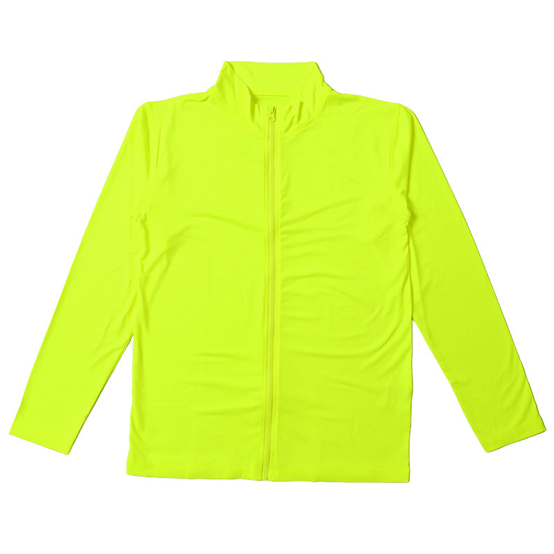 ラッシュガード メンズ 長袖 ジップアップ フルジップ 無地 M L XL 水着 スイムウェア ポリエステル混 ストレッチ 薄手 さらっと ソフトフィット ゆったり 羽織り 前開き スタンドカラー 海 プール ランニング ジョギング アウトドア 日差し対策