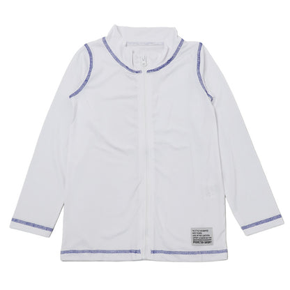 ラッシュガード キッズ 長袖 ジップアップ 前開き 子供 ジュニア 男の子 女の子 男女兼用 130cm 140cm 150cm 160cm ハイネック 薄手 ストレッチ ソフトフィット 水着 羽織り プール 海 川 水遊び 日焼け対策 小学生 中学生 ボーイズ ガールズ 学校
