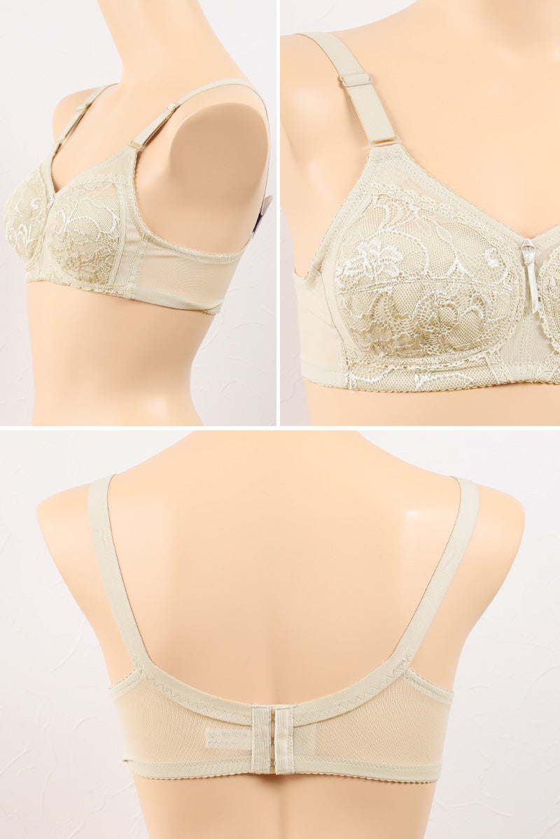 ノンワイヤー ブラジャー レース 大きいサイズ 下着 A75～D90 (ノンワイヤーブラ ブラ インナー メッシュ レディース 女性 婦人 花柄 レース A75 A80 A85 A90 B75 B80 B85 B90 C75 C80 C85 C90 D75 D80 D85 D90)