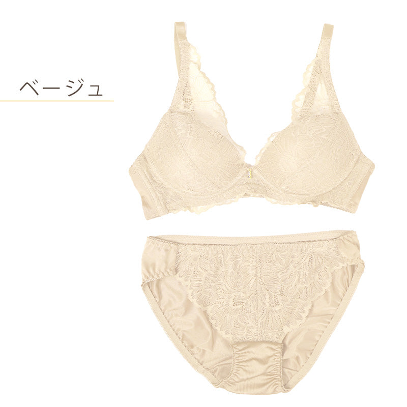 ノンワイヤー ブラ ショーツ 上下セット S ～ LL ブラジャー フルカップ レディース 下着 セットアップ インナー レース かわいい 補整下着 痛くない 楽ちん