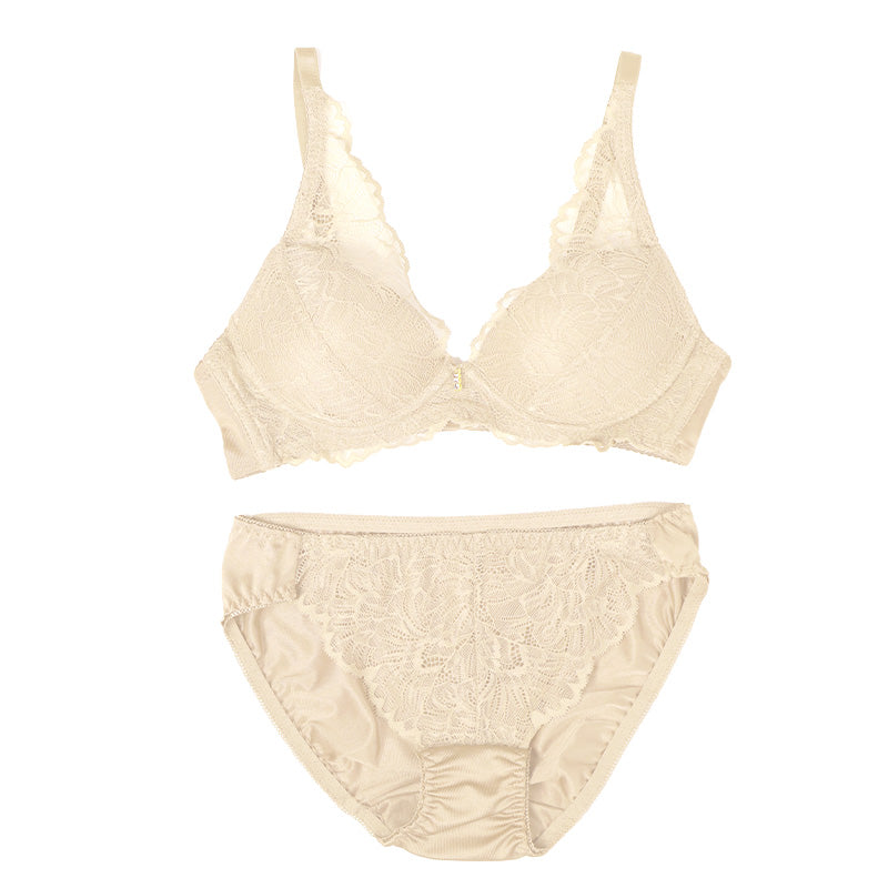 ノンワイヤー ブラ ショーツ 上下セット S ～ LL ブラジャー フルカップ レディース 下着 セットアップ インナー レース かわいい 補整下着 痛くない 楽ちん