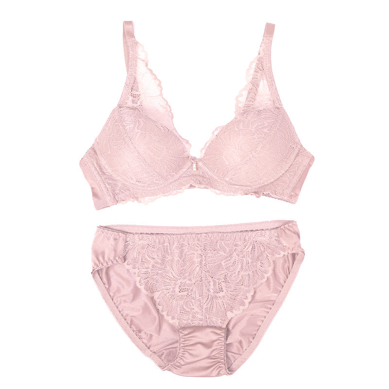 ノンワイヤー ブラ ショーツ 上下セット S ～ LL ブラジャー フルカップ レディース 下着 セットアップ インナー レース かわいい 補整下着 痛くない 楽ちん