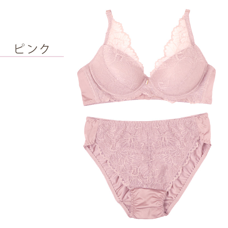 ノンワイヤー ブラ ショーツ 上下セット 大きいサイズ 3L ～ 5L ブラジャー フルカップ レディース 下着 セットアップ インナー レース かわいい 補整下着 痛くない 楽ちん