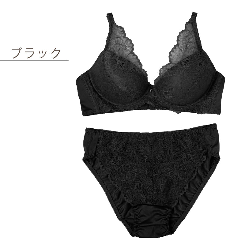 ノンワイヤー ブラ ショーツ 上下セット 大きいサイズ 3L ～ 5L ブラジャー フルカップ レディース 下着 セットアップ インナー レース かわいい 補整下着 痛くない 楽ちん