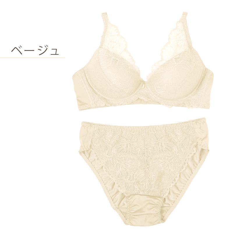 ノンワイヤー ブラ ショーツ 上下セット 大きいサイズ 3L ～ 5L ブラジャー フルカップ レディース 下着 セットアップ インナー レース かわいい 補整下着 痛くない 楽ちん