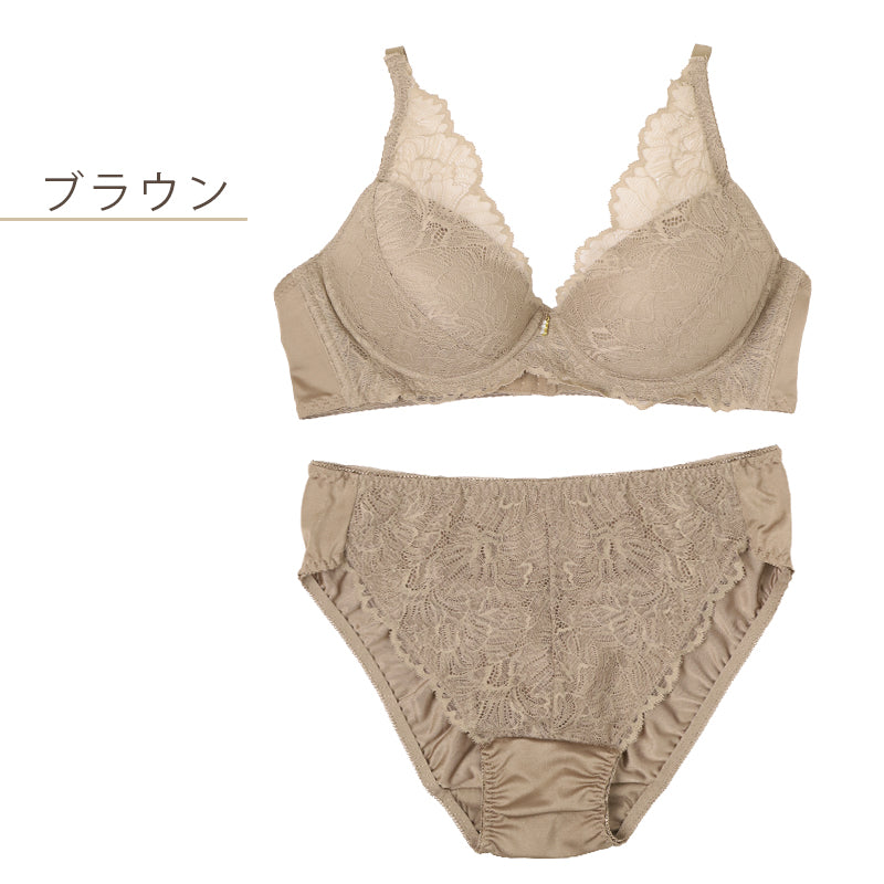 ノンワイヤー ブラ ショーツ 上下セット 大きいサイズ 3L ～ 5L ブラジャー フルカップ レディース 下着 セットアップ インナー レース かわいい 補整下着 痛くない 楽ちん