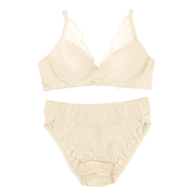 ノンワイヤー ブラ ショーツ 上下セット 大きいサイズ 3L ～ 5L ブラジャー フルカップ レディース 下着 セットアップ インナー レース かわいい 補整下着 痛くない 楽ちん